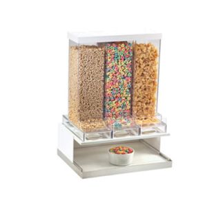 Cal Mil 3 Compartment Luxe Cereal Dispenser   White, Stainless Steel