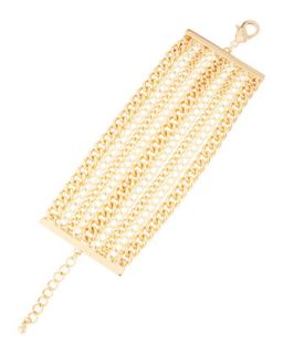 Multi Chain Bracelet, White/Golden
