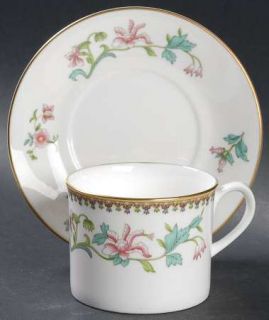 Royal Worcester Katmandu Flat Cup & Saucer Set, Fine China Dinnerware   Floral R