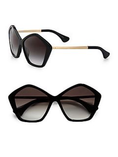Miu Miu Star Metal & Acetate Oversized Round Sunglasses   Black