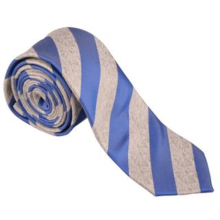 Vance Mens Blue striped Silk Touch Microfiber Skinny Tie