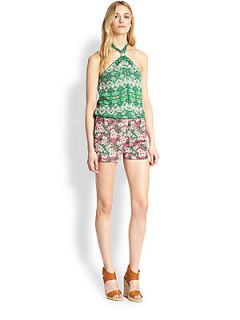 BCBGMAXAZRIA Casli Halter Romper   Berry