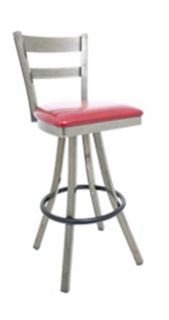 Vitro Horizontal Slat Back Barstool w/ 1.25 in Pulled Swivel Seat