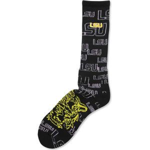 LSU Tigers For Bare Feet Neon Repeat Crew Sock