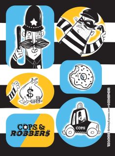 Cops and Robbers Party Sticker Sheets