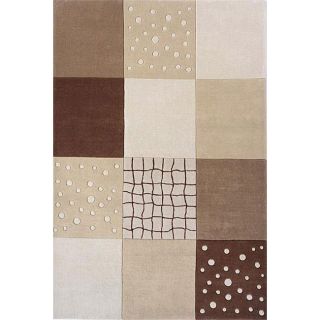 Hand loomed Brown Squares Rug (36 X 56)