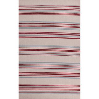 Casual Handmade Flat weave Stripe pattern Multicolored Rug (10 X 14)
