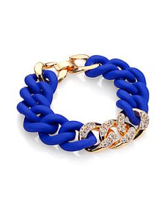 ABS by Allen Schwartz Jewelry Silicone Pave Chain Link BraceletBlue   Gold Blue