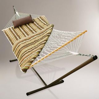 Chocolate Cotton Rope 2 Person Hammock with Pad and Pillow   World Market