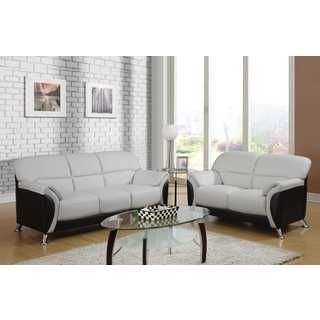 Light Grey And Black Two tone Pvc Modern Sofa