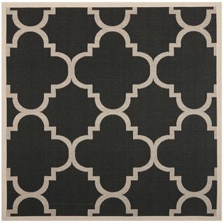 Safavieh Indoor/ Outdoor Courtyard Trellis pattern Black/ Beige Rug (710 Square)