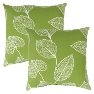 Threshold 2 Piece Square Outdoor Toss Pillow Set   Green Leaf