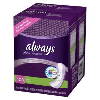 Always Xtra Protection Daily Liners, Long, 108 count