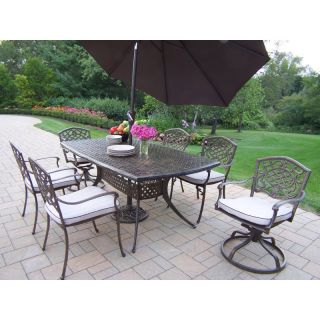 Oakland Living Oxford Mississippi Cast Aluminum Patio Dining Set with Swivel
