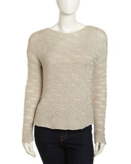 Pullover Open Knit Sweater, White