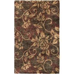 Hand knotted Hitchin Classic Floral Hemp Rug (5 X 8)