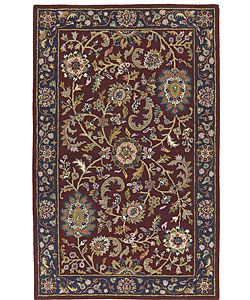 Handmade Elite Floral Traditional Wool Rug (8 X 11) (RedPattern FloralMeasures 0.625 inch thickTip We recommend the use of a non skid pad to keep the rug in place on smooth surfaces.All rug sizes are approximate. Due to the difference of monitor colors,