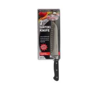 Winco 7 in Santoku Knife, 1 Piece Full Tang, Forged Carbon Steel, POM Handle