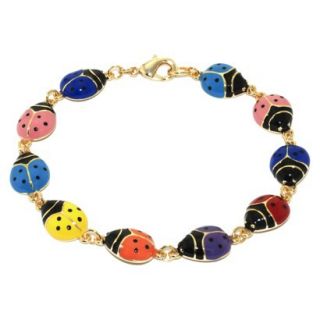 Silver Plated Bracelet with Enamel over LadyBug   Multicolor