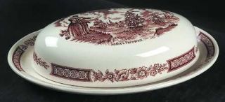 Alfred Meakin Fair Winds Brown 1/4 Lb Covered Butter, Fine China Dinnerware   Br