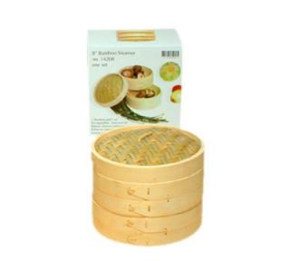 Town Food Service Bamboo Steamer Set, Includes 2 Steamers, 1 Cover, 8 in