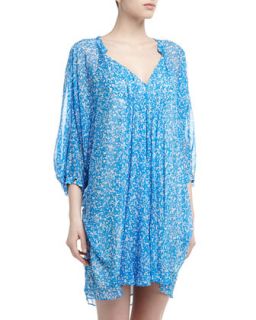 Fleurette Splatter Print Caftan Dress, Fleck Blue