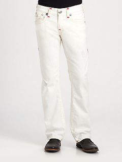 True Religion Ricky Contrast Super T Straight Leg Jeans   Optic White