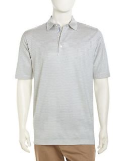 Short Sleeve Checked Poplin Golf Polo, White