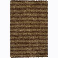 Handwoven Brown/gold Striped Mandara Shag Rug (9 X 13) (GoldPattern Shag Tip We recommend the use of a  non skid pad to keep the rug in place on smooth surfaces. All rug sizes are approximate. Due to the difference of monitor colors, some rug colors may