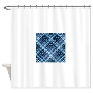  White and blue color diagonal lines Shower Curtain  Use code FREECART at Checkout