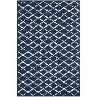 Contemporary Handmade Moroccan Dark Blue Wool Rug (4 X 6)