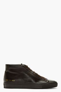 Common Projects Brown Leather Achilles Mid_top Sneakers