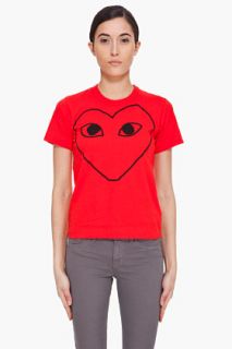 Comme Des Garons Play Red Heart Outline T_shirt