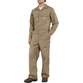 Carhartt Flame Resistant Twill Unlined Coverall   Khaki, 48 Inch Waist, Tall