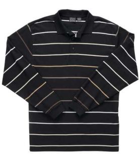 Traveler Long Sleeve Pique Polo Black Multi Feeder Stripe by JoS. A. Bank Mens