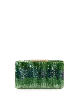 Ombre Beaded Clutch Bag, Green