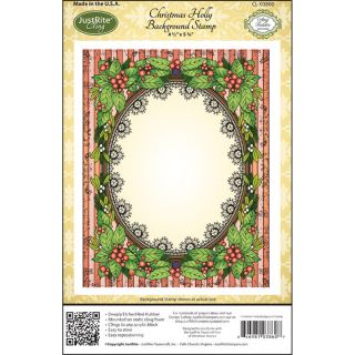 Justrite Stampers Cling Background Stamp 4 1/2x5 3/4 christmas Holly