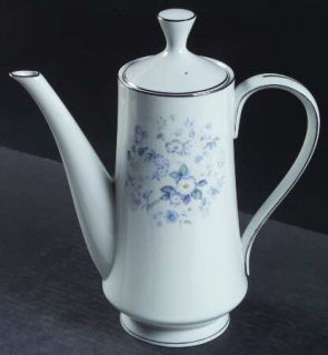Celebrity Danbury Coffee Pot & Lid, Fine China Dinnerware   Blue & White Center