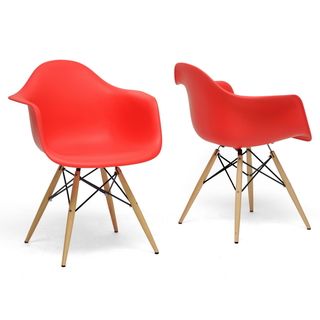 Pascal Red Plastic Mid century Modern Shell Chairs (set Of 2)