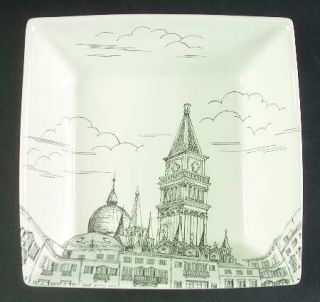 222 Fifth (PTS) City Scenes Black Soup/Cereal Bowl, Fine China Dinnerware   Blac