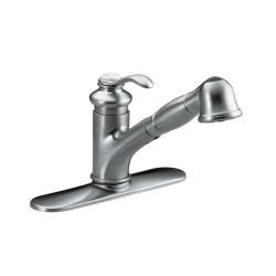 Kohler K 12177 g Brushed Chrome Fairfax Single control Pullout Kitchen Sink Faucet