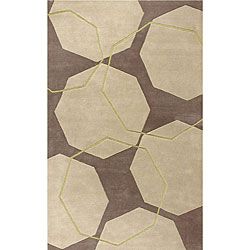 Hand tufted Geo Stones Beige Wool Rug (5 X 8) (IvoryPattern GeometricMeasures 0.8 inch thickTip We recommend the use of a non skid pad to keep the rug in place on smooth surfaces.All rug sizes are approximate. Due to the difference of monitor colors, so