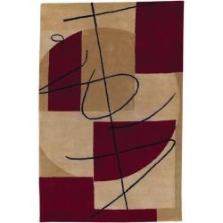Hand tufted Beige Contemporary Naperville New Zealand Wool Abstract Rug (8 X 11)