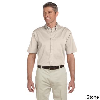 Mens Short sleeve Twill Cotton Button Down Shirt