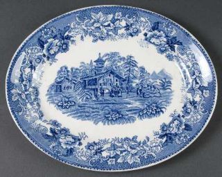 Thomas Hughes Avon Cottage 12 Oval Serving Platter, Fine China Dinnerware   Blu