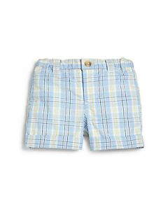 Hartstrings Infants Yarn Dyed Plaid Shorts   Light Blue