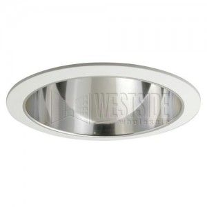 Halo 406SC Recessed Lighting Trim, 6 Line Voltage Reflector Trim White with Clear Specular Reflector