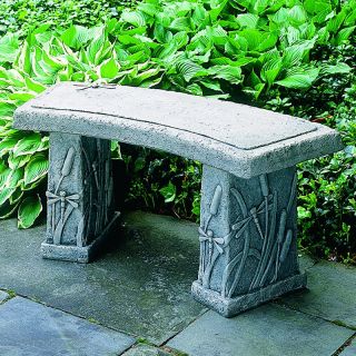 Campania International Dragonfly Curved Cast Stone Backless Garden Bench   BE 