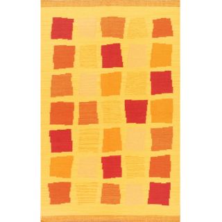 Hand woven Lahor Finest Kilim Khaki Wool Rug (5 X 8)