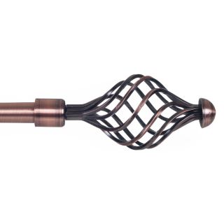 Lavish Home Twisted Finial Adjustable Modern Curtain Rod Set (Silver, antique copper, rubbed dark bronze, pewter Finial materials AluminumFinial dimensions 5 inches long x 2.5 inches diameter Projection 3.5 inchesDimensions 48 86 inches long x 0.75 in